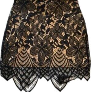 Express Black/Nude Lace Crochet Formal Mini Skirt Size 6